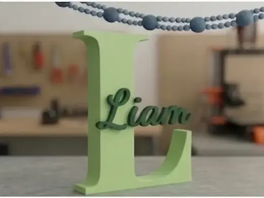 Liam Lettera L con Nome Personalizzata Bicolore