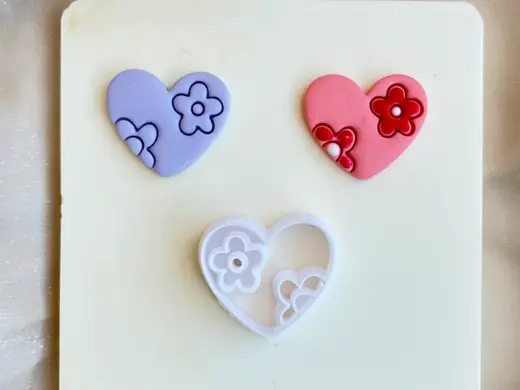 Sweetheart Floral Heart Polymer Clay Cutters