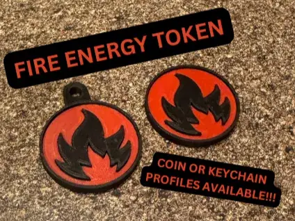 Pokemon Fire Energy Token and Keychain