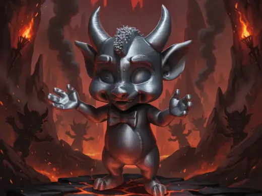 Diablotin avec tête malicieuse et queue