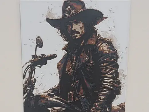 cowboy in bike Hueforge