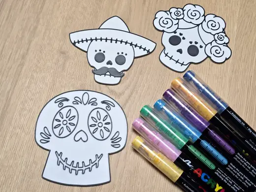 Skull Dia Muerto Face Floral Coloring