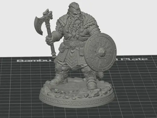 Dwarven Warlord – Axe and Shield Fantasy Miniature