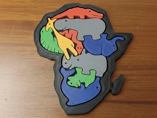 Puzzle animales silueta africa