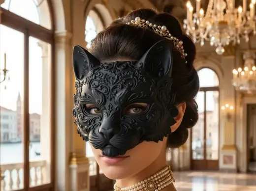 Baroque Feline Mask - Nocturnal Mystery