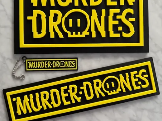 Murder Drones signs, keychain & stand