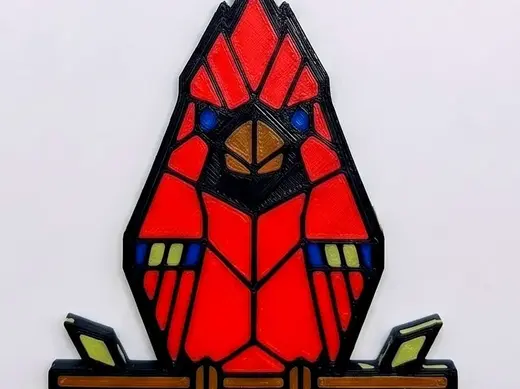 Cardinal Suncatcher Wind Spinner — Stained-Glass