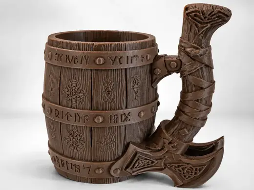 Viking Can Holder Tankard with Axe Handle