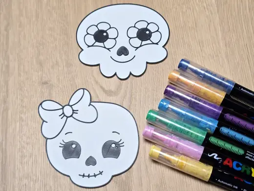 Cute Skull Dia Muertos Coloring Craft Set