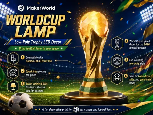 WorldCup Trophy Lamp – Low-Poly Football LED Decor