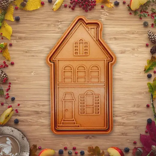 Christmas house cookie cutter / stamp 02