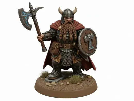 Fighter Dwarf Male D&D Miniature (35mm)