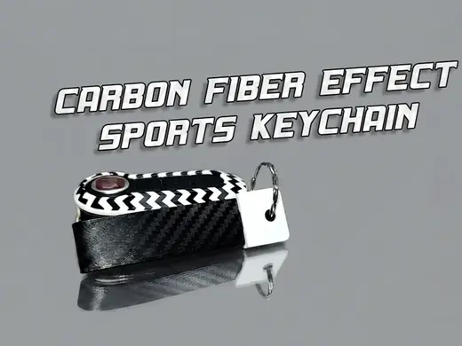 Carbon fiber effect sports car keychain