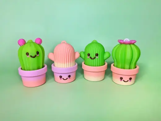 Kawaii Cactus Keychain with Hidden Clicker