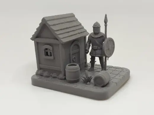 Mittelalterliches Diorama mit Ritterwache