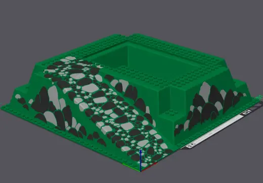 Bricks Baseplate Raised Rocks Black / Gray Print