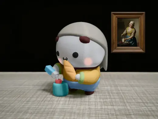 情侣熊系列-倒牛奶的一二(Couple Bear-Oil Painting_milk_Yier)