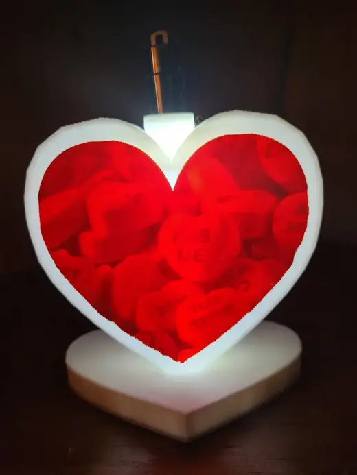 white or red valentine lighted heart with litophane