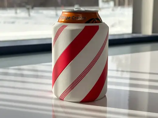 Candy Cane Coozie! Insulated can holder pencil cup