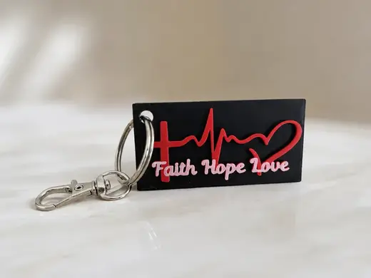Faith Hope Love – Layered Christian Keychain