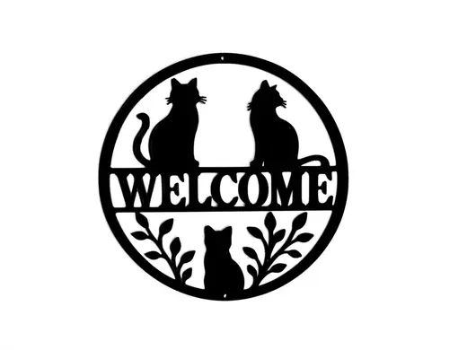 Door decor welcome cats