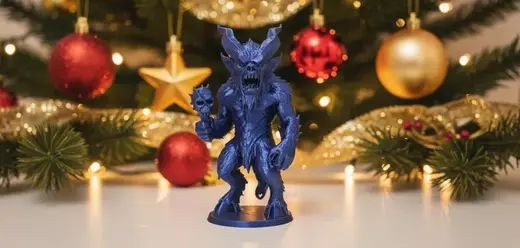 Fearsome Krampus with Skull Mace Holiday Figure