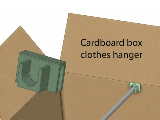 Cardboard box clothes hanger for 15mm pipe