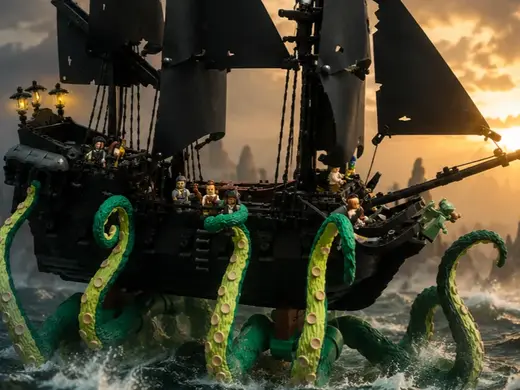 Jack Sparrow Ship Wall Mount With Tentacles