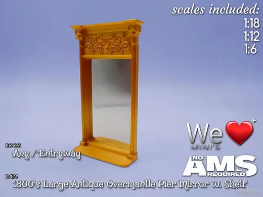 WLM - Large Antique Overmantle Wall Pier Mirror