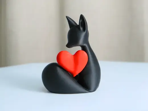 Charming Fox Heart Sculpture