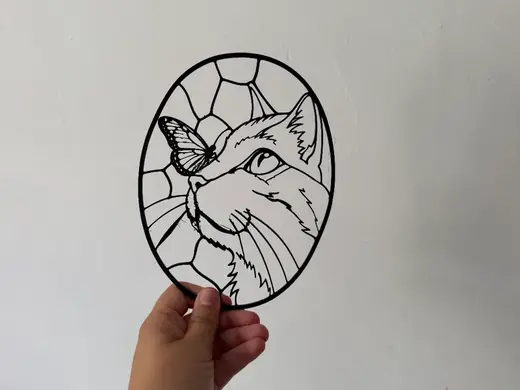 Décoration murale effet vitail - Chat