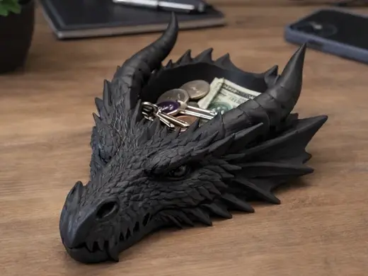 Dragon Head Catchall Tray Desk Entryway Organizer