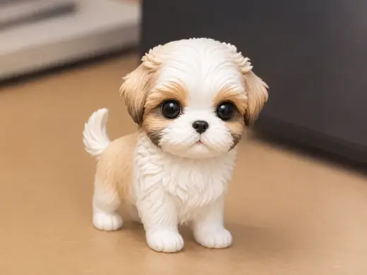 Shih Tzu Mini Figurine – White PLA Dog Puppy