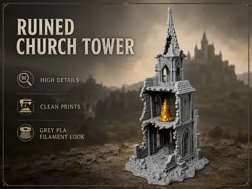 Ruined Church Tower – Medieval Battlefield Terrain