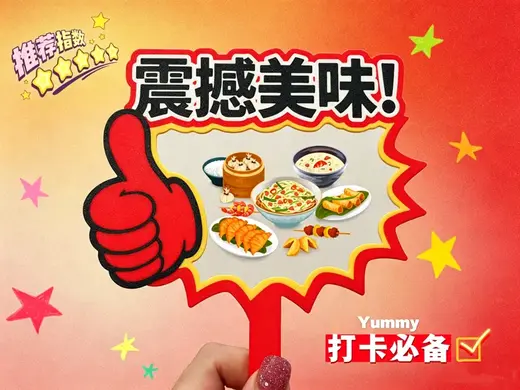 震撼美味!美食打卡举牌