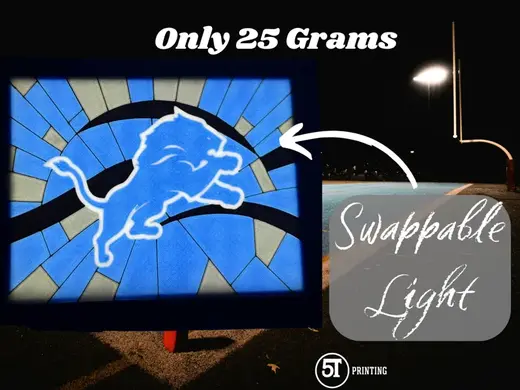 Detroit Lions light (swappable glass)