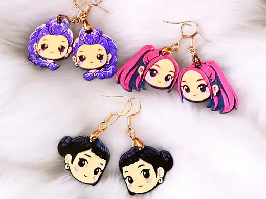 K-pop Demon Hunters Earring Set Zoe Mira Rumi