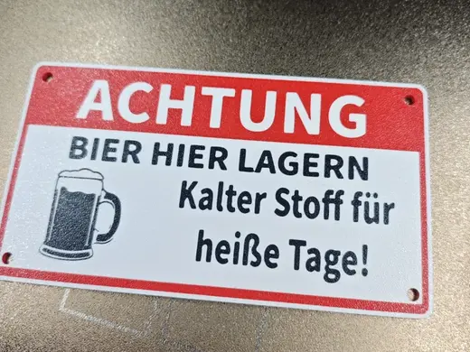 Achtung – Bier hier lagern! Kühlschild
