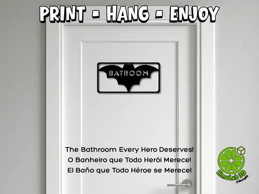 BATROOM | Bathroom Door Sign for Comic Fans