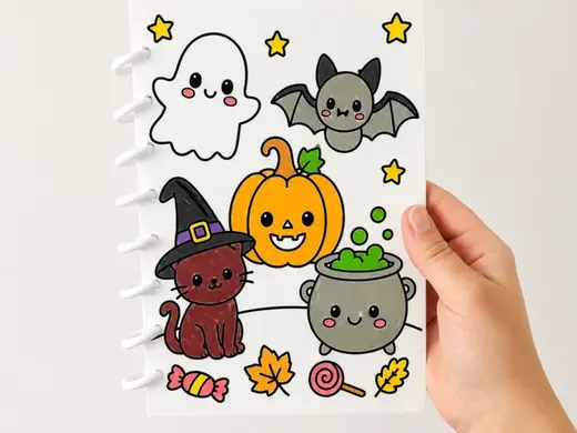 Halloween Coloring Disk Bound Notebook |A5 Journal
