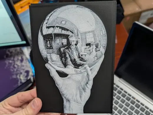 Escher - Hand with Reflecting Sphere B&W