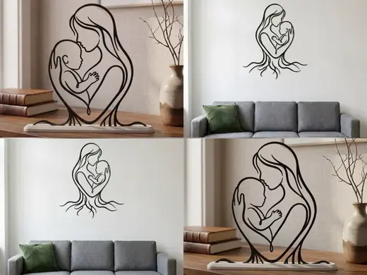 Mother and Baby Line Art - Minimalist Decor