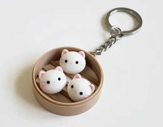 Kitty Bun Fidget Keychain (Dim Sum)