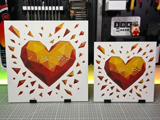 Crystal Heart Braille - Hueforge - 4 Colors