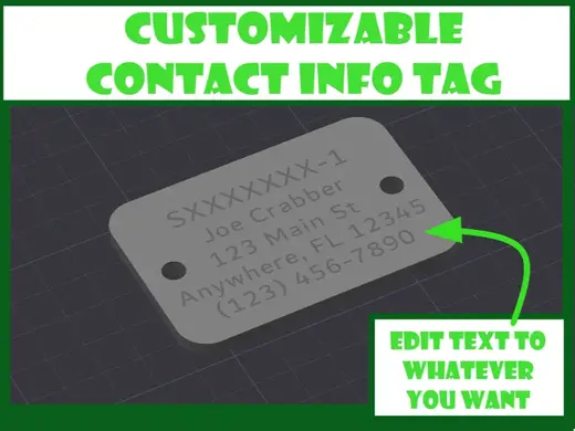 Weatherproof - Custom Contact Info ID Tag