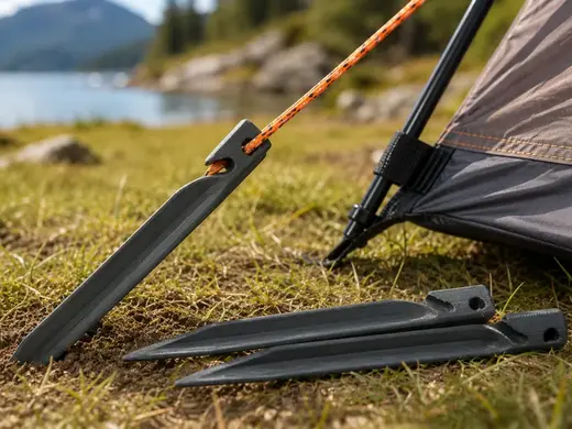 Tent Stake with Integrated Rope Lock – Camping Peg