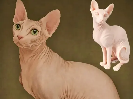 斯芬克斯无毛猫(白模,图片仅供上色参考)