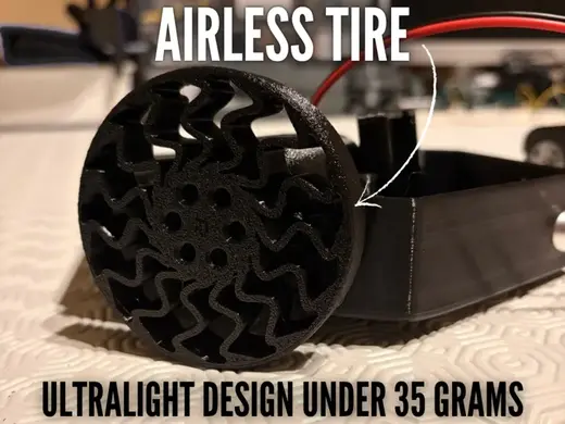 UltraLight AirLess Elastic Wheel for DC Motors