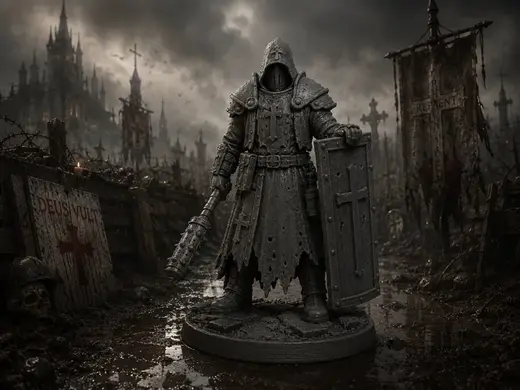 Caped soldier with Mace and shield Trench Crusade