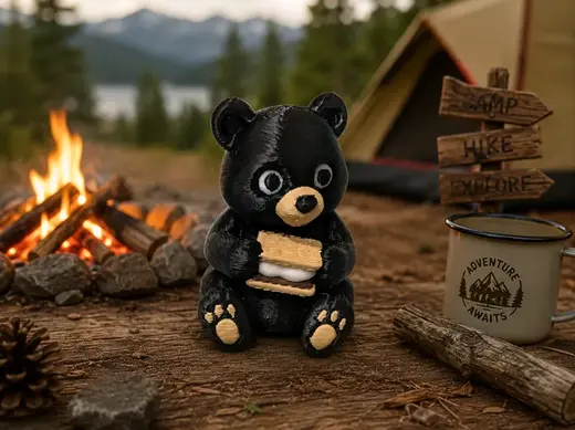 Bear with Smores Camping Critter